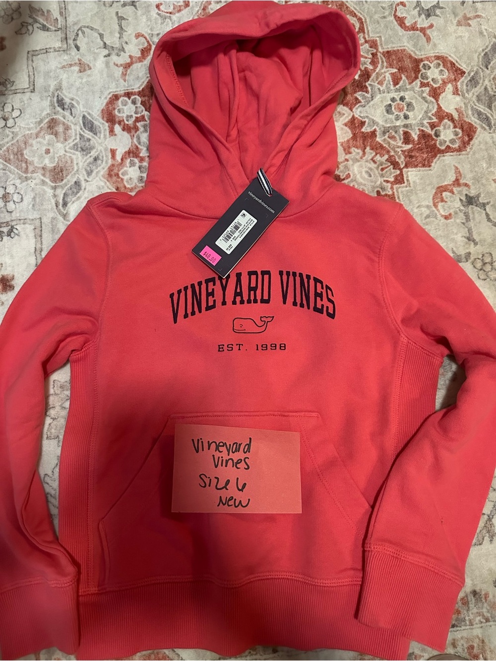 Vineyard Vines Coral-Red Logo Pullover Hoodie